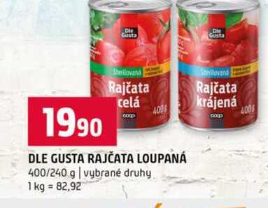 DLE GUSTA RAJČATA LOUPANÁ 400/240 g vybrané druhy  