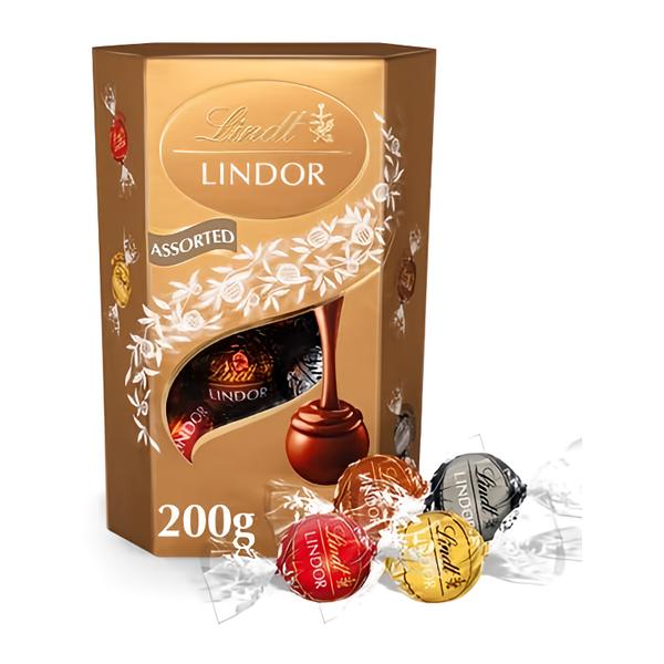 Lindt Lindor Směs mléčné. bílé a hořké čokolády s jemnou krémovou náplní