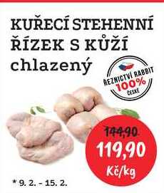 KUŘECÍ STEHENNÍ ŘÍZEK S KŮŽÍ chlazený 1kg 