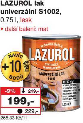 LAZUROL lak univerzální S1002, 0,75l