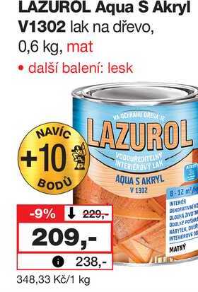 LAZUROL Aqua S Akryl V1302 lak na dřevo, 0,6 kg