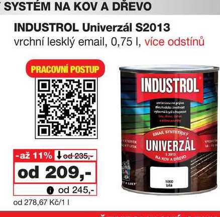 INDUSTROL Univerzál S2013 vrchní lesklý email, 0,75l