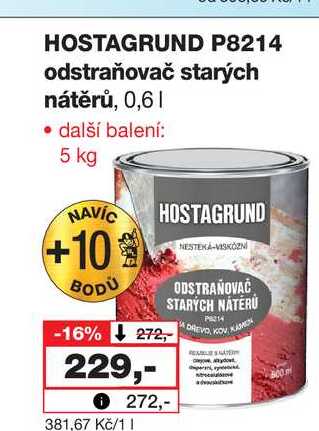 HOSTAGRUND P8214 odstraňovač starých nátěrů, 0,6l