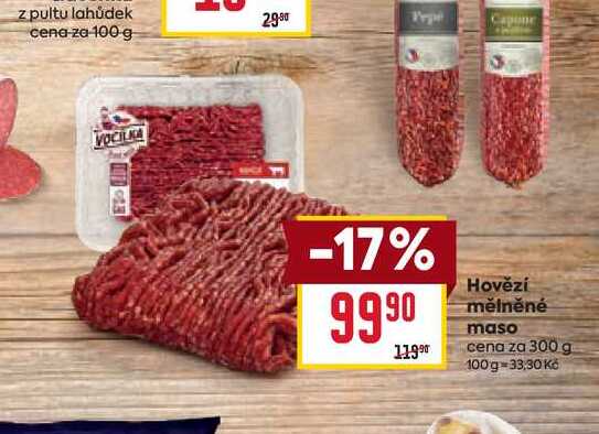 Hovězí mělněné maso cena za 300 g