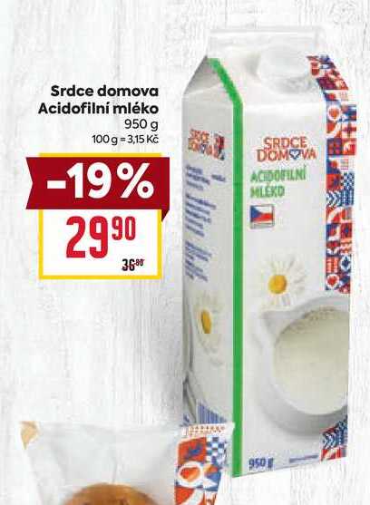 Srdce domova Acidofilní mléko 950 g