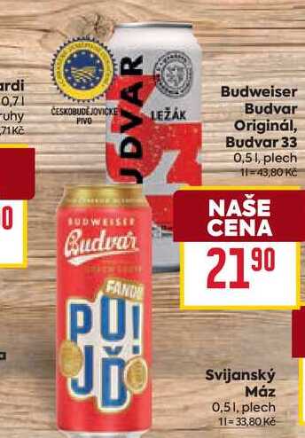 Budweiser Budvar Originál, Budvar 33 0,51, plech 