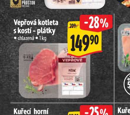   Vepřová kotleta s kostí - plátky 1 kg