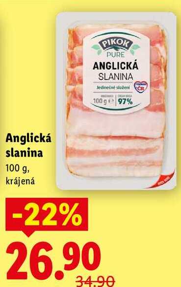 Anglická slanina, 100 g