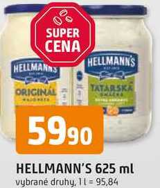 Hellmann's tatarská omáčka, majonéza 625ml, vybrané druhy