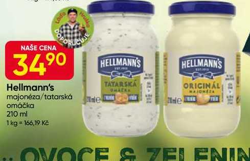 Hellmann's majonéza, tatarská omáčka 210ml, vybrané druhy