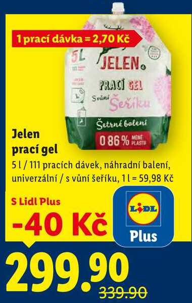 Jelen prací gel, 5 l/111 pracích dávek