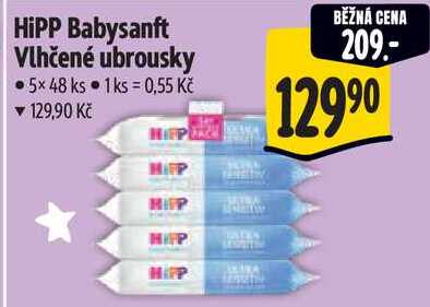 HiPP Babysanft Vlhčené ubrousky, 5x 48 ks 