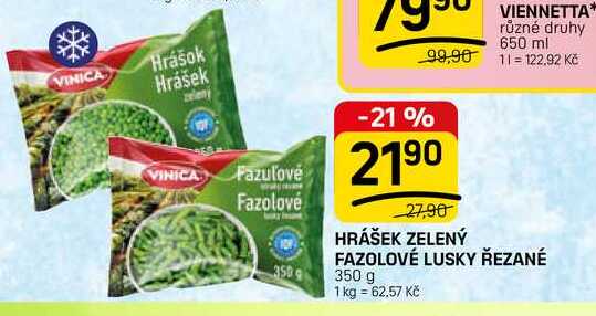 HRÁŠEK ZELENÝ FAZOLOVÉ LUSKY ŘEZANÉ 350 g 