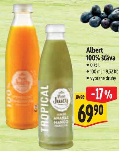 Albert 100% šťáva, 0,75 l