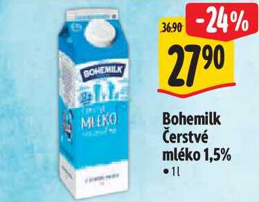 Bohemilk Čerstvé mléko 1,5%, 1 l