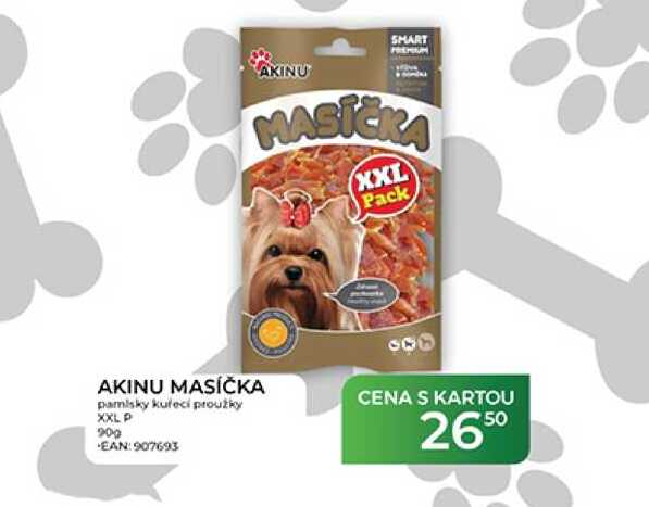 AKINU MASÍČKA pamlsky kuřecí proužky XXL P 90 g