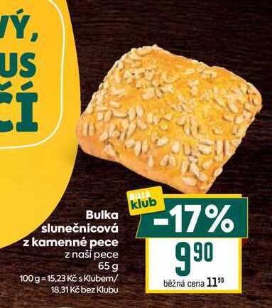 Bulka slunečnicová z kamenné pece z naší pece 65 g 