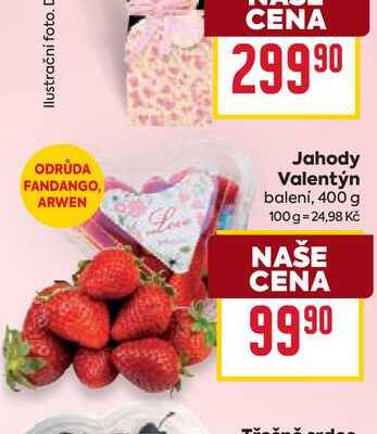 Jahody Valentýn balení, 400 g