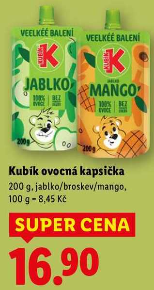 Kubík ovocná kapsička, 200 g