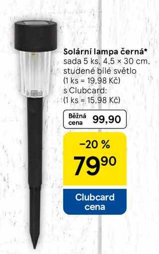 Solární lampa černá, sada 5 ks, 4.5 x 30 cm. studené bílé světlo 