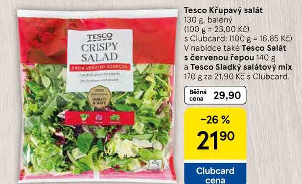 Tesco Křupavý salát, 130 g, balený 