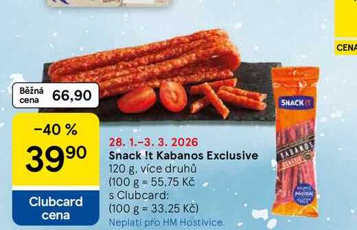 Snack !t Kabanos Exclusive, 120 g, více druhů  