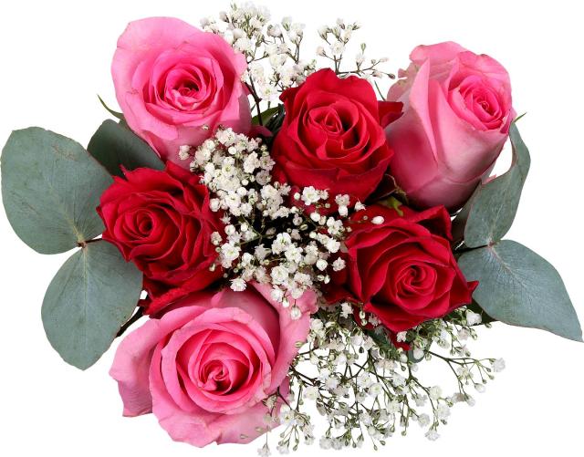 Kytice růže a eukalyptus