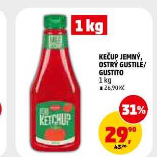 KEČUP JEMNÝ, OSTRÝ GUSTILE, 1 kg
