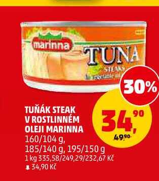 TUŇÁK STEAK V ROSTLINNÉM OLEJI MARINNA, 160 g