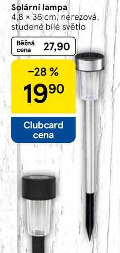 Solární lampa, 4.8 x 36 cm, nerezová, studené bílé světlo 