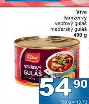 Viva konzervy vepřový guláš maďarský guláš 400 g