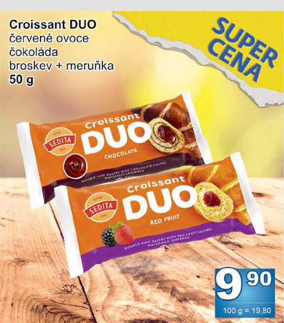 Croissant DUO červené ovoce čokoláda broskev + meruňka 50 g