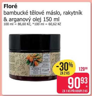 Floré bambucké tělové máslo, rakytník & arganový olej 150 ml  