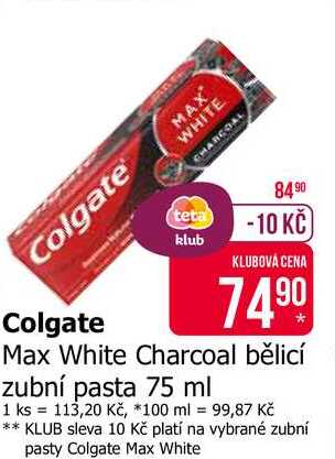 Colgate Max White Charcoal bělicí zubní pasta 75 ml