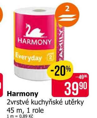 Harmony 2vrstvé kuchyňské utěrky 45 m, 1 role 