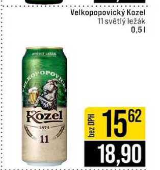 Velkopopovický Kozel 11 světlý ležák 0,5l