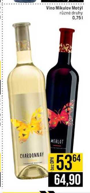 Víno Mikulov Motýl různé druhy 0,75l