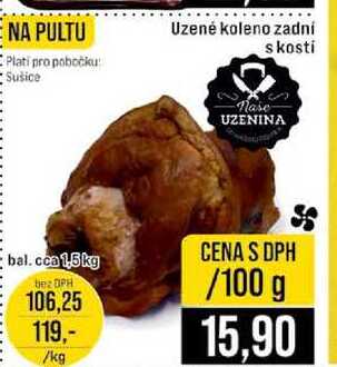Uzené koleno zadní s kosti bal cca 1,5kg 100g
