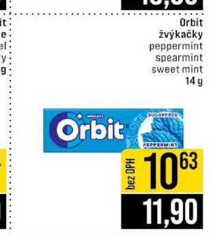 Orbit žvýkačky peppermint spearmint sweet mint 14 g 