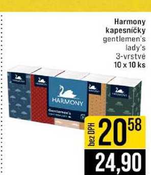 Harmony kapesničky gentlemen's lady's 3-vrstvé 10 x 10 ks 