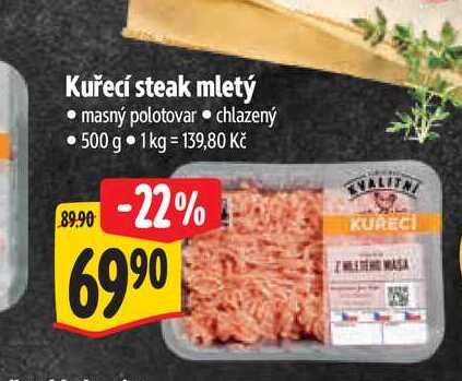 Kuřecí steak mletý 500 g