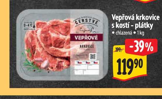 Vepřová krkovice s kostí - plátky 1 kg