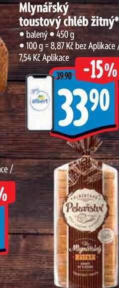  Mlynářský toustový chléb žitný 450 g