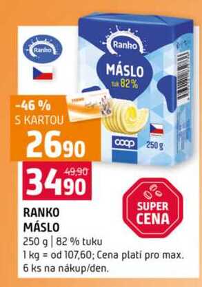 RANKO MÁSLO 250 g 82% tuku 250 g