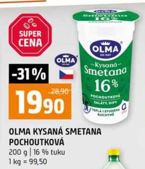 OLMA KYSANÁ SMETANA POCHOUTKOVÁ 200 g 16% tuku