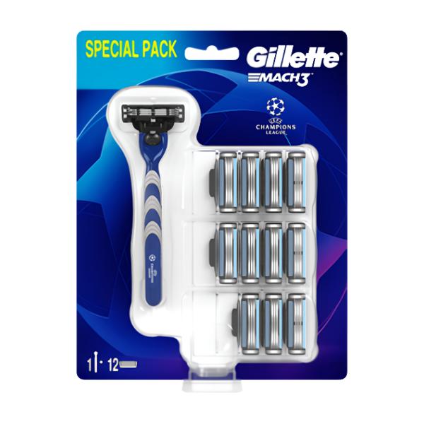 Gillette Mach3 holící strojek + 12 ks náhradní hlavice