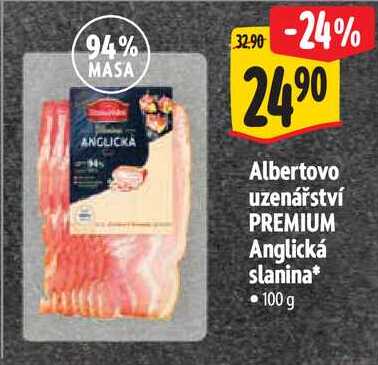 Albertovo uzenářství PREMIUM Anglická slanina, 100 g