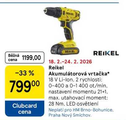 Reikel Akumulátorová vrtačka