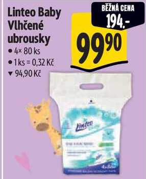 Linteo Baby Vlhčené ubrousky, 4x 80 ks