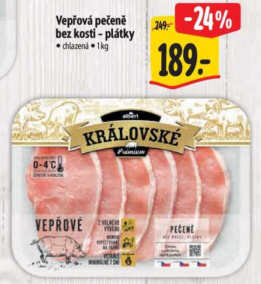Vepřová pečeně bez kosti - plátky, 1 kg